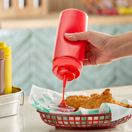 Bình bóp nước sốt miệng rộng đỏ Choice 473 ml - Bộ 6 cái