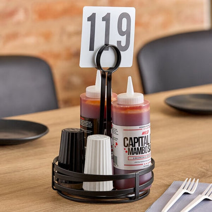 Giá đựng gia vị sắt uốn tròn Choice đen 15 x 24 cm kèm kẹp thực đơn