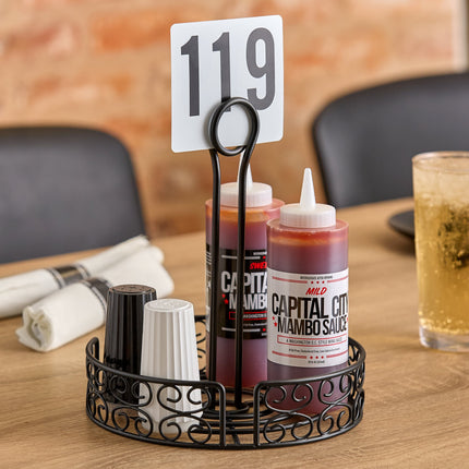 Giá đựng gia vị sắt rèn tròn kiểu Địa Trung Hải Choice có kẹp thẻ - 20 x 24 cm
