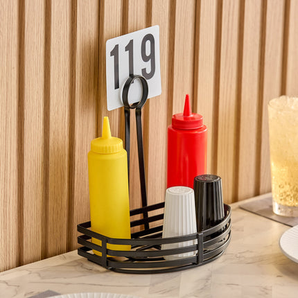 Giá đựng gia vị sắt rèn nửa tròn màu đen Choice kèm giá kẹp thẻ 20 x 24 cm
