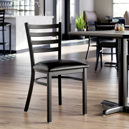 Ghế lưng thang Lancaster Table & Seating hoàn thiện đen mặt ngồi đệm vinyl đen 6,4 cm - Mặt ngồi rời