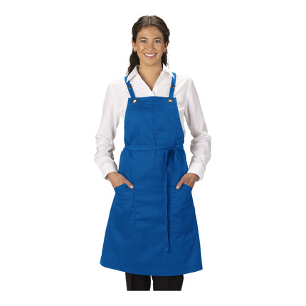 Tạp dề yếm vải twill poly/cotton dây đeo chéo lưng có thể tùy chỉnh Edwards 9043 xanh royal, 3 túi