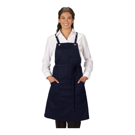 Tạp dề yếm vải twill poly/cotton dây đeo chéo lưng có thể tùy chỉnh Edwards 9043 xanh navy, 3 túi