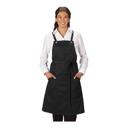 Tạp dề yếm vải twill poly/cotton dây đeo chéo lưng có thể tùy chỉnh Edwards 9043 đen, 3 túi