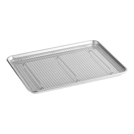 Bộ khay nướng nhôm viền dây thép 18 gauge 33 x 46 cm kèm vỉ làm nguội thép không gỉ có chân Baker's Lane nửa khổ