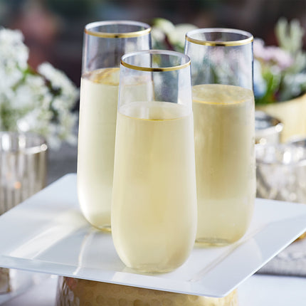 Ly champagne nhựa không chân viền vàng Visions Dynasty 266 ml - Thùng 64 cái