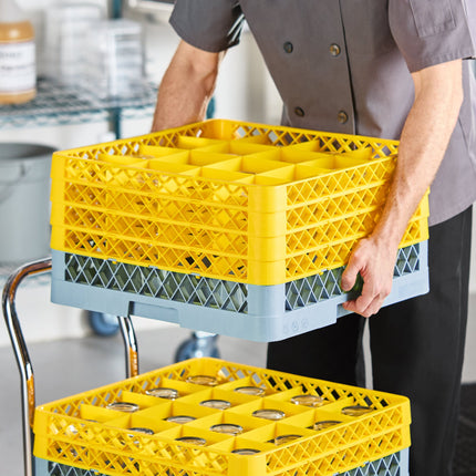 Giá đựng ly 16 ngăn màu vàng Noble Warewashing Warewashing cỡ đầy đủ kèm 4 ngăn nối màu vàng