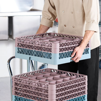 Giá đựng ly 20 ngăn màu nâu Noble Warewashing Warewashing cỡ đầy đủ kèm 2 ngăn nối màu nâu