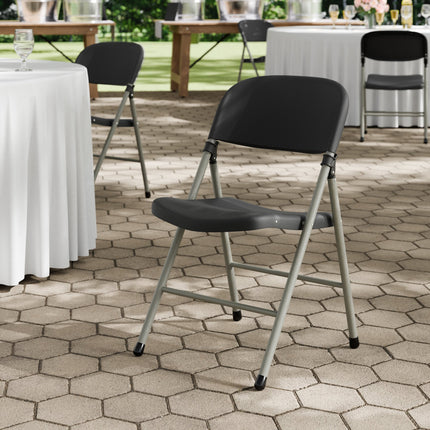 Ghế gấp đúc màu đen khung than chân xám Lancaster Table & Seating - Thùng 4 cái