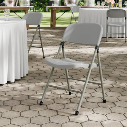 Ghế gấp nhựa đúc màu xám khung than Lancaster Table & Seating - Thùng 4 cái