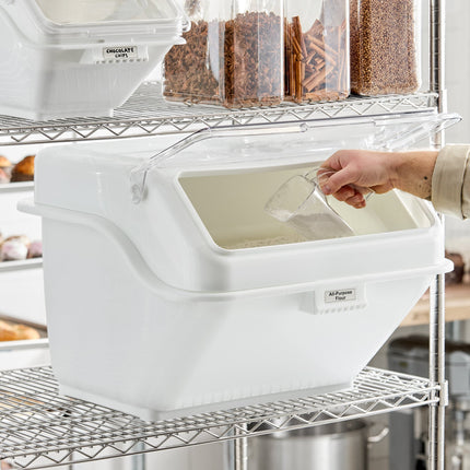 Thùng đựng nguyên liệu để kệ kẹp gài Baker's Lane 48 lít / 200 cup nắp lật kèm nhãn và muỗng