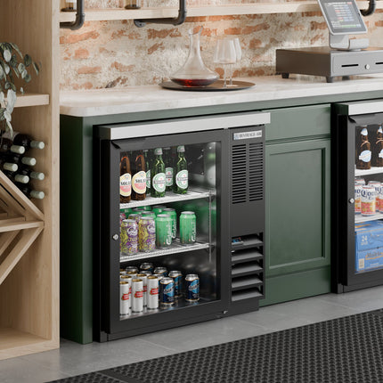 Tủ mát quầy bar Beverage-Air BB36HC-1-G-B-27 91 cm màu đen cửa kính chiều cao mặt quầy