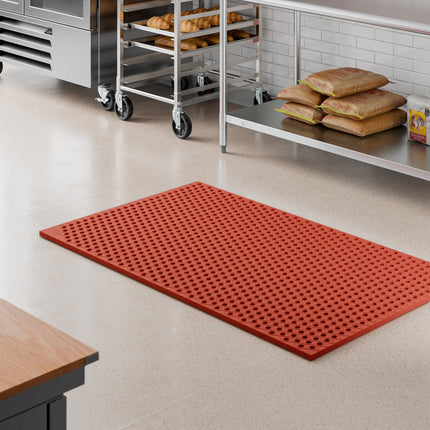 Thảm sàn chống mỏi cao su đỏ siêu bền chống dầu mỡ mép thẳng Lavex 0,9 x 1,5 m - Dày 1,9 cm