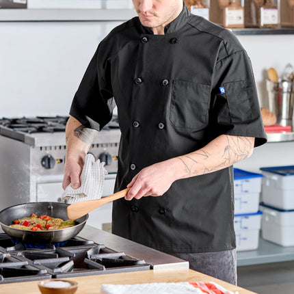 Áo bếp tay ngắn nhẹ màu đen lưng lưới tùy chỉnh Uncommon Chef Delray Pro Vent 0421 - size M