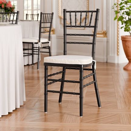 Ghế Chiavari gỗ Lancaster Table & Seating đen kèm đệm màu ngà