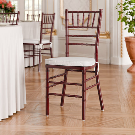Ghế Chiavari gỗ gụ Lancaster Table & Seating đệm trắng