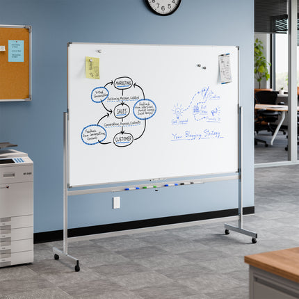Bảng trắng từ tính hai mặt Dynamic by 360 Office Furniture khung nhôm kèm chân đế di động 183 x 122 cm