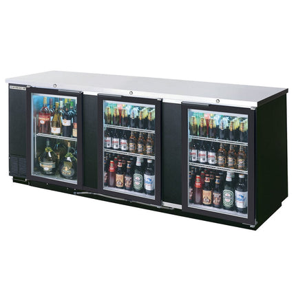 Tủ mát sau quầy bar cửa kính chuẩn thực phẩm Beverage-Air BB94HC màu đen 241 cm