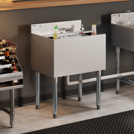 Khay đá inox dưới quầy bar Regency 46 x 61 cm có giá đựng chai và nắp trượt - 35 kg