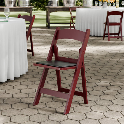 Ghế gấp nhựa resin Lancaster Table & Seating màu gỗ gụ mặt ngồi vinyl