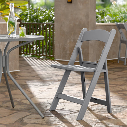 Ghế xếp Lancaster Table & Seating nhựa xám mặt ngồi thanh nan