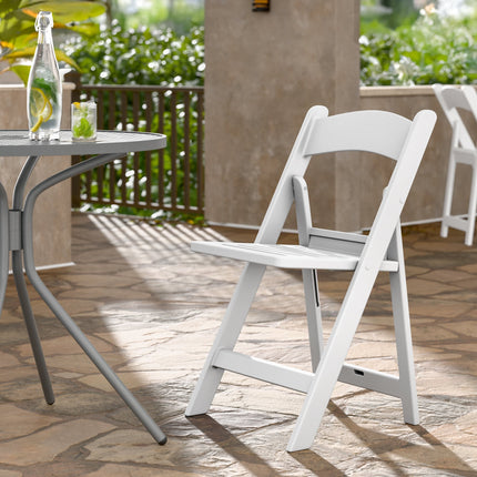 Ghế gấp nhựa resin Lancaster Table & Seating trắng mặt ngồi nan