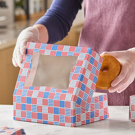 Hộp bánh quy có cửa sổ tự bung họa tiết cờ Mỹ Baker's Lane 20 x 15 x 6 cm - Thùng 150 cái