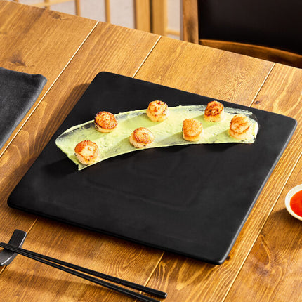Đĩa phẳng vuông gốm stoneware đen mờ Acopa 30 cm - Thùng 6 cái
