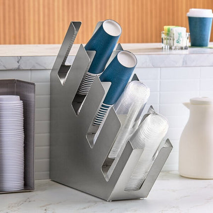 Trụ đựng ly / nắp ly nghiêng 4 ngăn để bàn bằng thép không gỉ ServSense