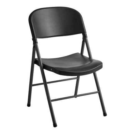 Ghế gấp nhựa ép phun tạo dáng ôm màu đen Lancaster Table & Seating, khung than chì và chân xám xanh