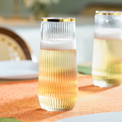 Ly champagne nhựa gân không chân viền vàng Visions 266 ml - Thùng 64 cái