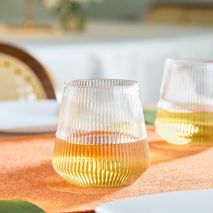 Ly rượu vang nhựa không chân có gân Visions 296 ml nghiêng trong suốt - Thùng 64 cái