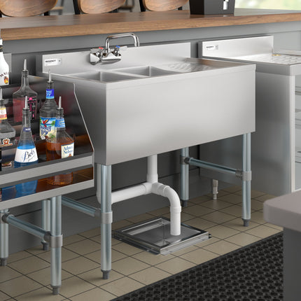 Bồn rửa quầy bar 2 ngăn Regency 91 x 48 cm, mặt ráo bên phải