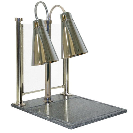 Quầy cắt thịt inox đèn sưởi đôi Hanson Heat Lamps DLM/900/CC/ST/BR 51 x 61 cm chao dòng 900, đế cắt liền và kính chắn