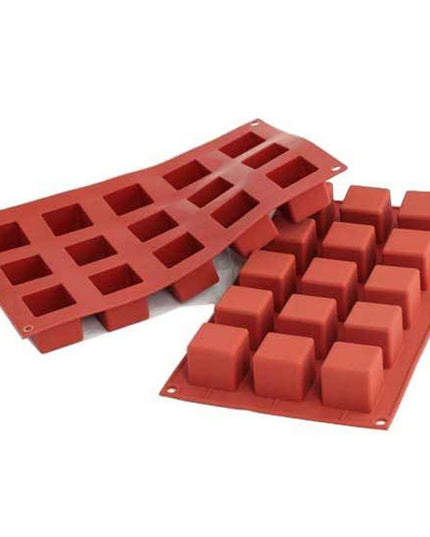 Khuôn Khối Vuông Silikomart 15 Ngăn Silicone Đỏ (SF105)