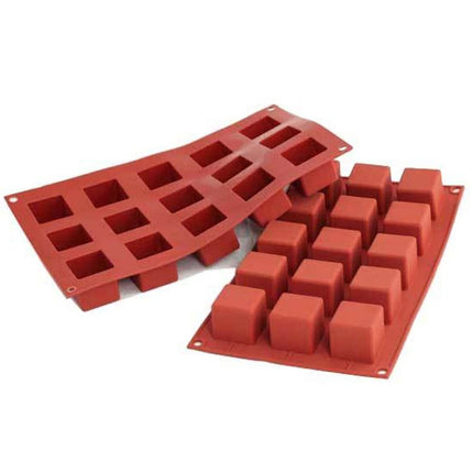 Khuôn Khối Vuông Silikomart 15 Ngăn Silicone Đỏ (SF105)