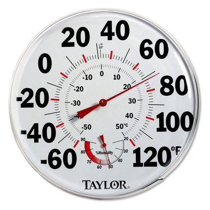 Nhiệt Kế Treo Tường Taylor 497J Thang Đo Độ Ẩm Tương Đối, -60 Đến 120 Độ F
