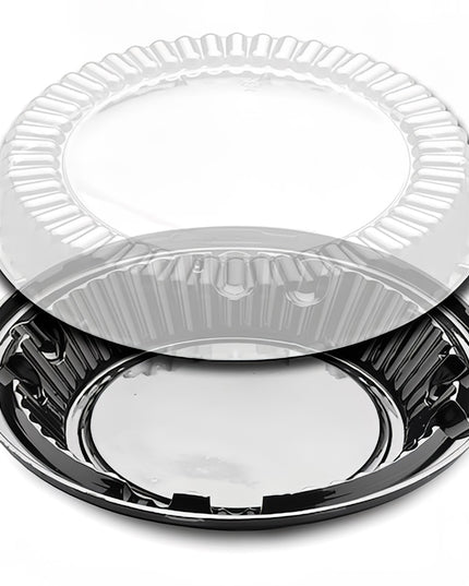 Hộp Đựng Bánh D&W Fine Pack J44-1 25.4 cm Nắp Polystyrene Đen