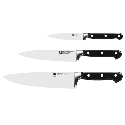(3‑Piece) ZWILLING | Professional S Knife Set – 10 cm Paring, 16 cm Slicer, 20 cm Chef - FRIODUR Blades - Hanging Loop