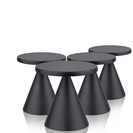 (4 pcs) LED Table Lamp - GGM Gastro CONE MINI - Rechargeable - Cordless - 3-step dimmable - Ø130mm - Black - with Charging Dock