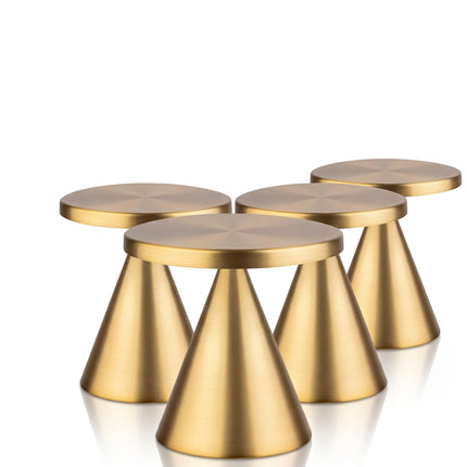 (4 pcs) LED Table Lamp - GGM Gastro CONE MINI - Rechargeable - Cordless - 3-step dimmable - Ø130mm - Gold - with Charging Dock