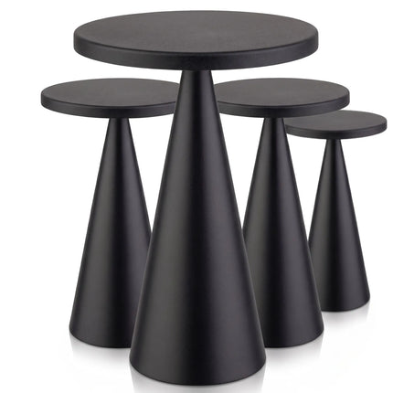 (4 pcs) LED Table Lamp - GGM Gastro CONE - Rechargeable - Cordless - 3-step dimmable - Ø130mm - Black - with Charging Dock