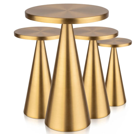 (4 pcs) LED Table Lamp - GGM Gastro CONE - Rechargeable - Cordless - 3-step dimmable - Ø130mm - Gold - with Charging Dock
