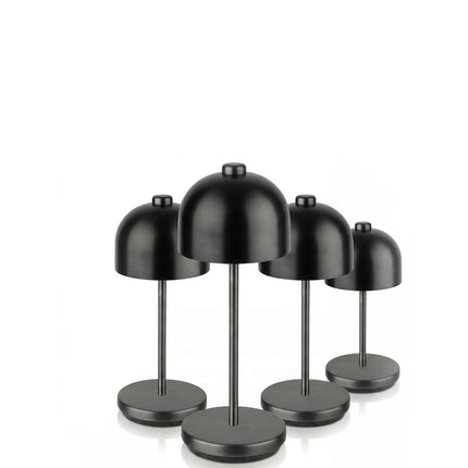 (4 pcs) LED Table Lamp - GGM Gastro JOSEF MINI MICRO - Rechargeable - Cordless - 3-step dimmable - Ø80mm - Black - with Charging Dock