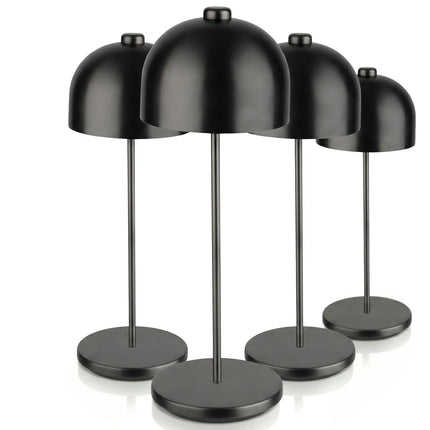 (4 pcs) LED Table Lamp - GGM Gastro JOSEF MINI - Rechargeable - Cordless - 3-step dimmable - Ø110mm - Black - with Charging Dock