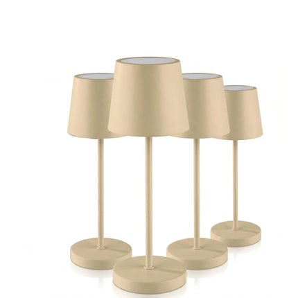 (4 pcs) LED Table Lamp - GGM Gastro MERLE MICRO - Rechargeable - Cordless - 3-step dimmable - Ø80mm - Sand - with Charging Dock