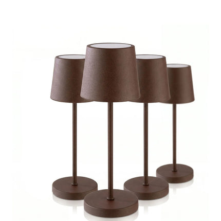 (4 pcs) LED Table Lamp - GGM Gastro MERLE MICRO - Rechargeable - Cordless - 3-step dimmable - Ø80mm - Grid - with Charging Dock