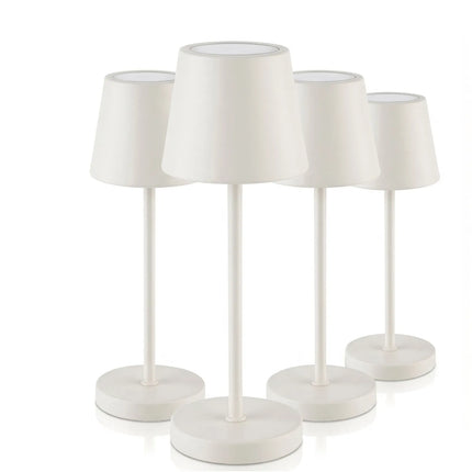 (4 pcs) LED Table Lamp - GGM Gastro MERLE MICRO - Rechargeable - Cordless - 3-step dimmable - Ø80mm - Whisper White - with Charging Dock