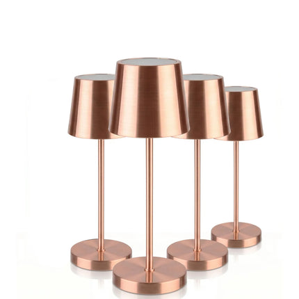 (4 pcs) LED Table Lamp - GGM Gastro MERLE MICRO - Rechargeable - Cordless - 3-step dimmable - Ø80mm - Copper - with Charging Dock