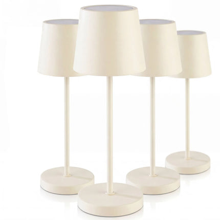 (4 pcs) LED Table Lamp - GGM Gastro MERLE MINI - Rechargeable - Cordless - 3-step dimmable - Ø110mm - Whisper White - with Charging Dock